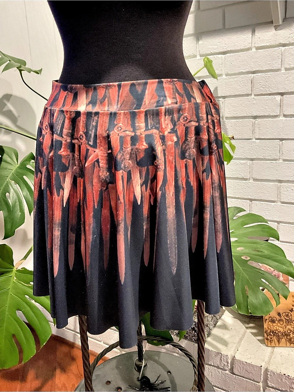 BlackMilk Clothing Game of Thrones Skater Skirt Black & Orange